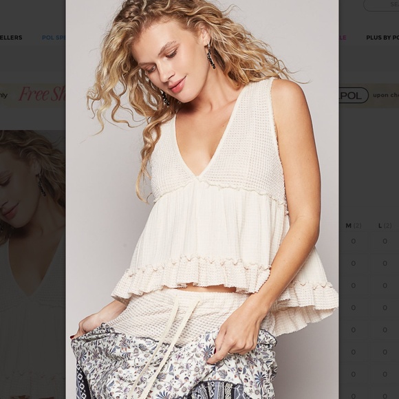 POL Tops - New—POL Cream Ruffle Tank Top